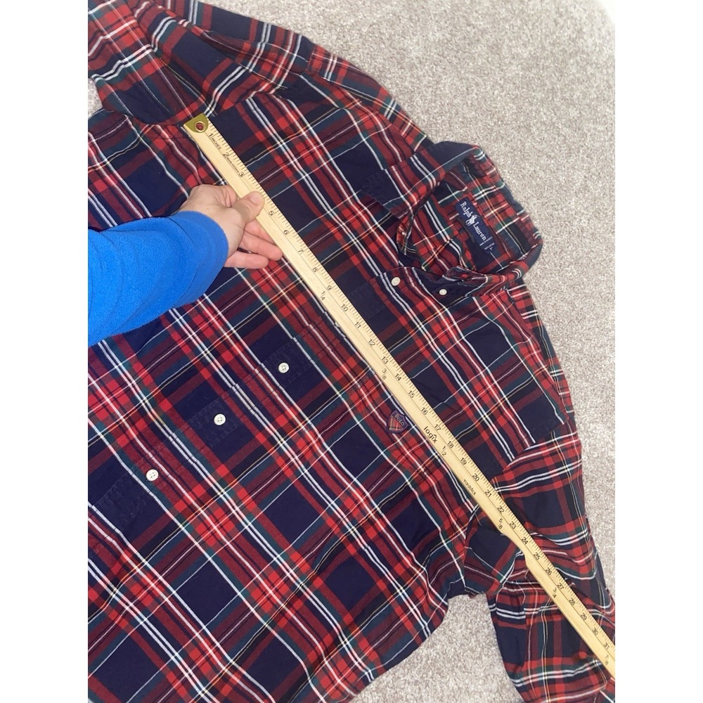 Polo Ralph Lauren Shirt Mens L Cotton Classic Fit Christmas Plaid Golf Logo - Picture 6 of 8